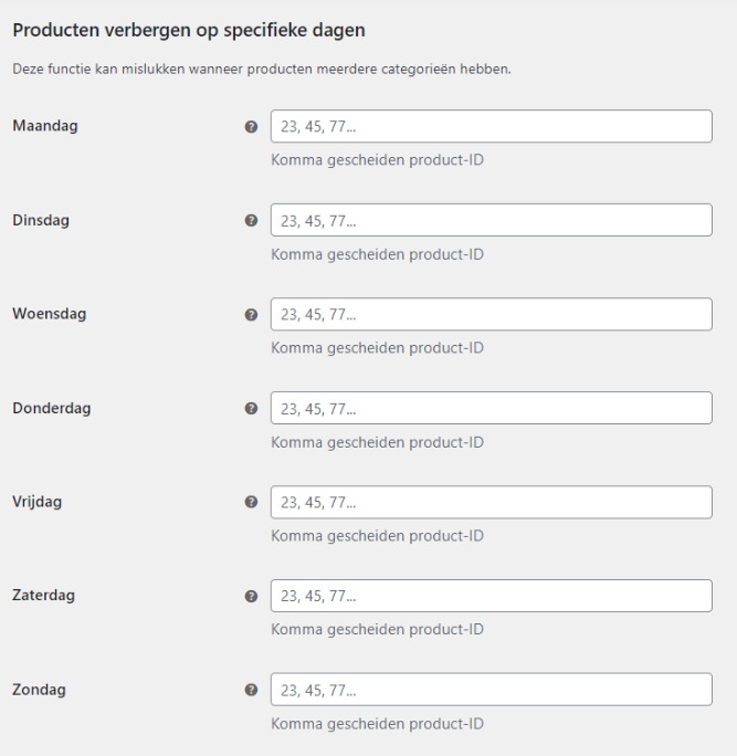 dag gebonden producten