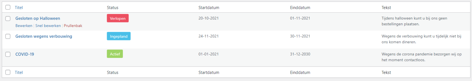 meldingen bewerken