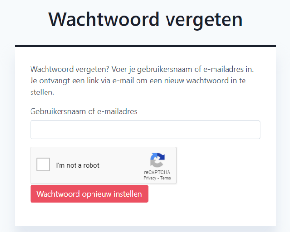 wachtwoord opnieuw instellen