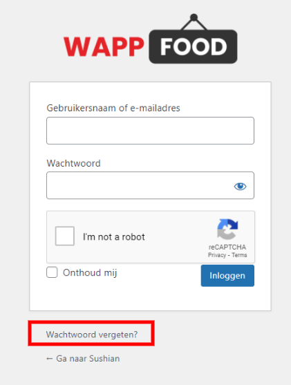 wachtwoord vergeten